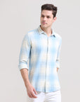 Icy Elegance: Slim Fit Ice Blue Shirt