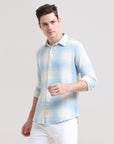 Icy Elegance: Slim Fit Ice Blue Shirt