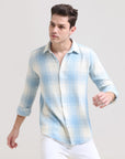 Icy Elegance: Slim Fit Ice Blue Shirt