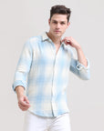 Icy Elegance: Slim Fit Ice Blue Shirt