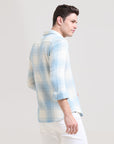 Icy Elegance: Slim Fit Ice Blue Shirt