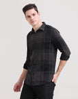 Charcoal Crossroads: Checkered Dark Grey Slim Fit Shirt