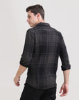 Charcoal Crossroads: Checkered Dark Grey Slim Fit Shirt