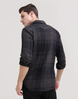 Charcoal Crossroads: Checkered Dark Grey Slim Fit Shirt