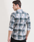 Slate Checkmate: Slim Fit Light Grey Shirt