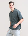 Driftwood Drape: Solid Half Sleeve Overhanging Shirt