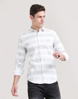 Sandstorm Style: Printed Beige Tapered Fit Shirt