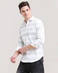 Sandstorm Style: Printed Beige Tapered Fit Shirt