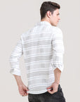 Sandstorm Style: Printed Beige Tapered Fit Shirt