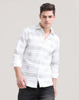 Sandstorm Style: Printed Beige Tapered Fit Shirt