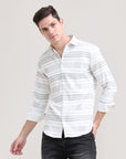 Sandstorm Style: Printed Beige Tapered Fit Shirt