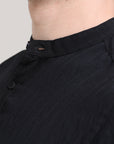 Midnight Classic: Solid Black Regular Fit Half Sleeve Shirt