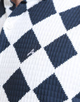 Nautical Elegance: Printed Navy Blue Slim Fit Shirt