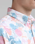 Blush Blossom: Printed Baby Pink Tapered Fit Full Sleeve Shirt