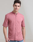 Rose Blush: Solid Pink Regular Fit Half Sleeve Shirt