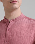 Rose Blush: Solid Pink Regular Fit Half Sleeve Shirt