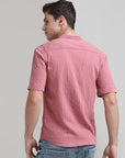 Rose Blush: Solid Pink Regular Fit Half Sleeve Shirt