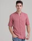 Rose Blush: Solid Pink Regular Fit Half Sleeve Shirt