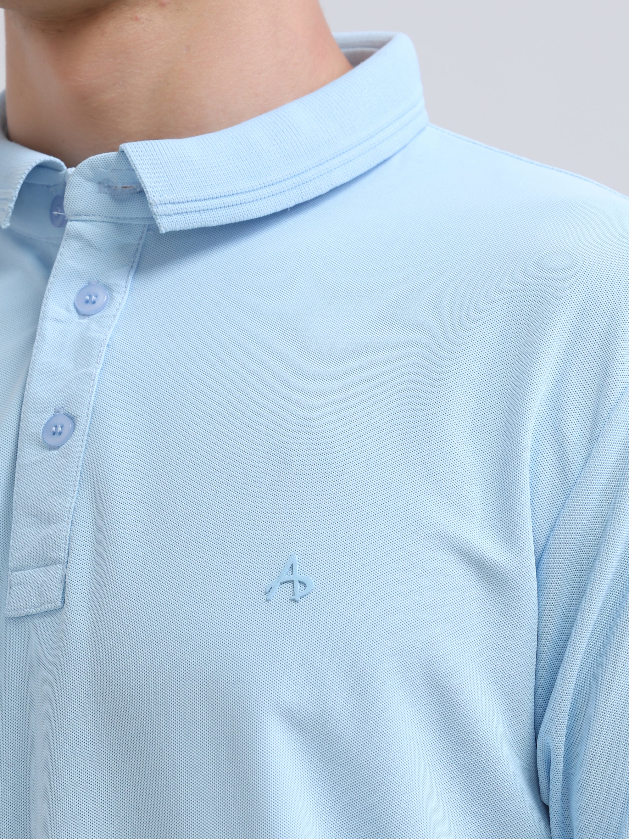 Sky Blue Solid Polo Tshirt