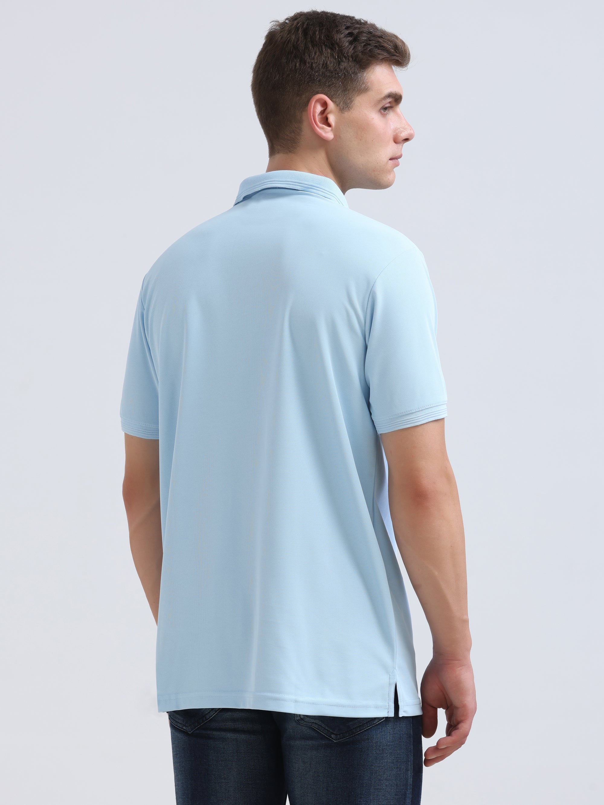 Sky Blue Solid Polo Tshirt