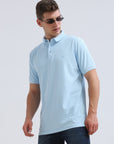 Sky Blue Solid Polo Tshirt