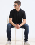 Black Solid Polo Tshirt