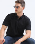 Black Solid Polo Tshirt