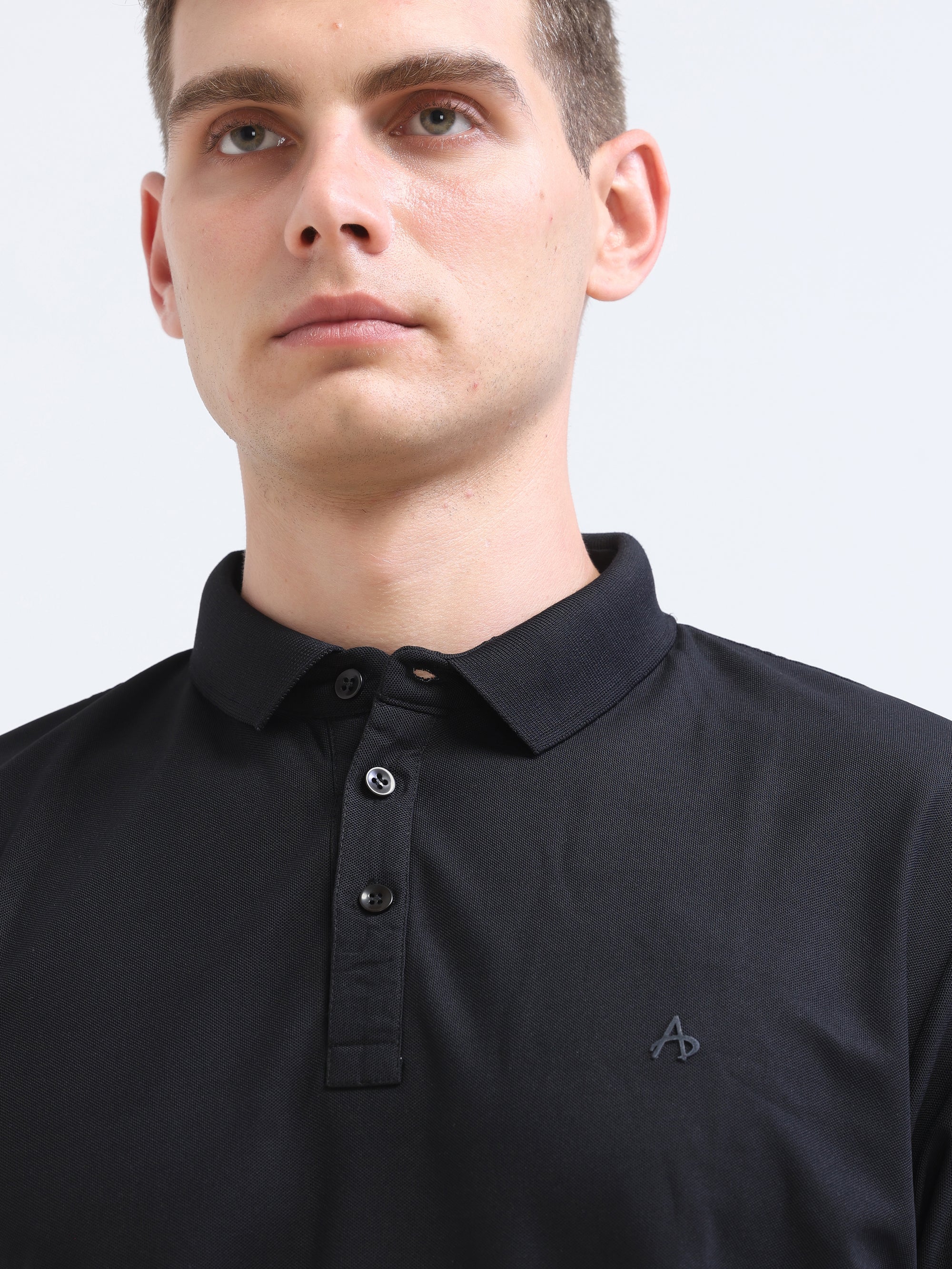 Black Solid Polo Tshirt