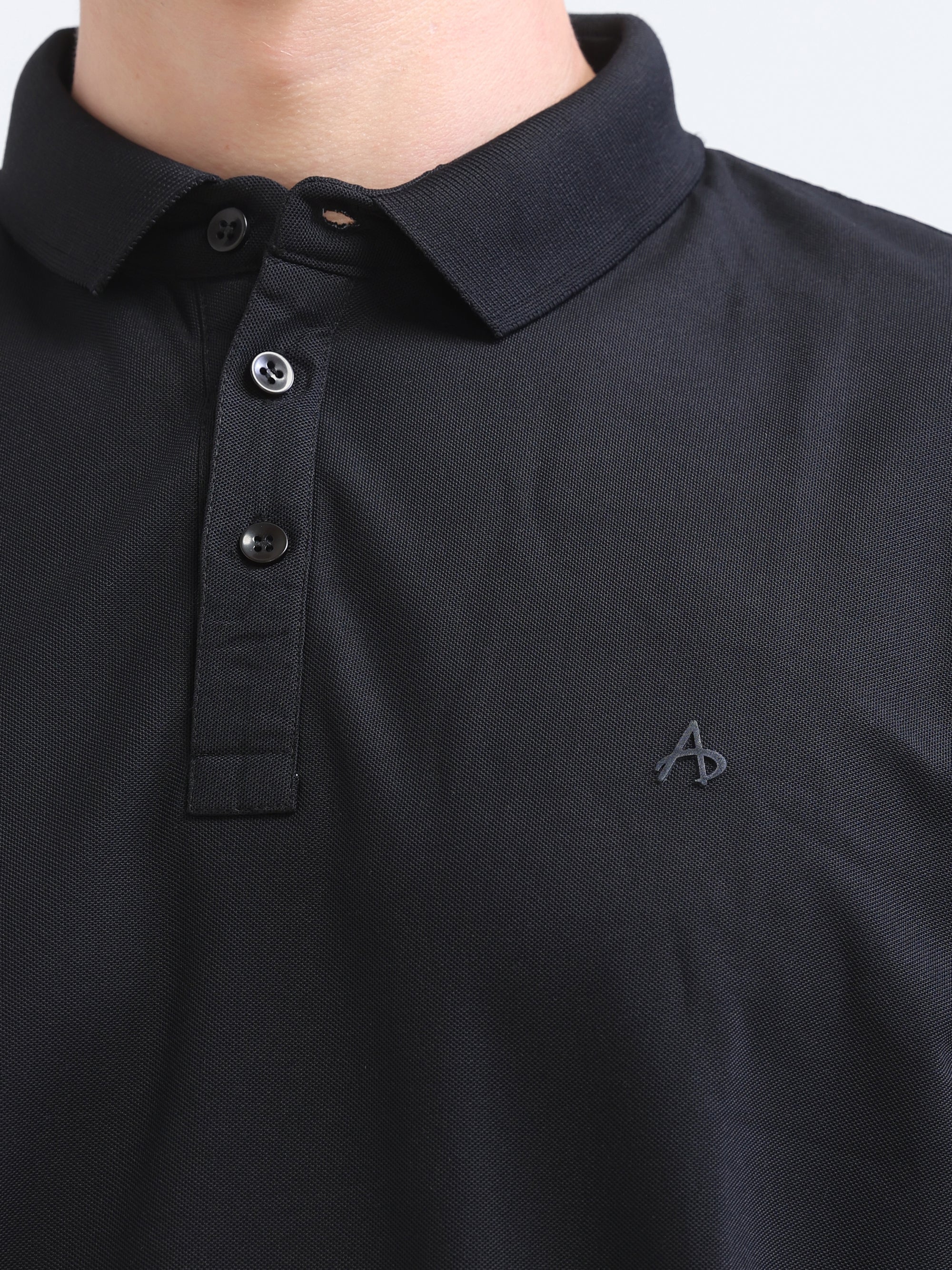 Black Solid Polo Tshirt