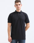 Black Solid Polo Tshirt