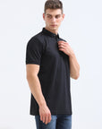 Black Solid Polo Tshirt