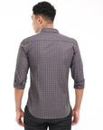 Full Sleeve Slim Fit Dove Grey Check Shirt