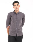 Full Sleeve Slim Fit Dove Grey Check Shirt