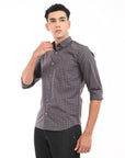 Full Sleeve Slim Fit Dove Grey Check Shirt