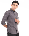 Full Sleeve Slim Fit Dove Grey Check Shirt