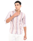 Full Sleeve Slim Fit Striped Purple Shirt