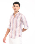 Full Sleeve Slim Fit Striped Purple Shirt