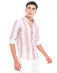 Full Sleeve Slim Fit Striped Purple Shirt