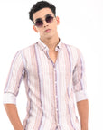 Full Sleeve Slim Fit Striped Purple Shirt