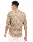 Full Sleeve Khaki Printed Tapered Fit Shirt