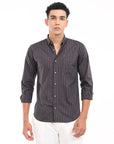 Full Sleeve Slim Fit Dove Grey Striped Shirt