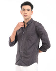 Full Sleeve Slim Fit Dove Grey Striped Shirt