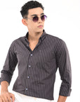 Full Sleeve Slim Fit Dove Grey Striped Shirt