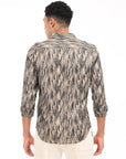 Full Sleeve Black & Brown Printed Tapered Fit Shirt