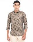 Full Sleeve Black & Brown Printed Tapered Fit Shirt