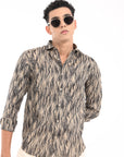 Full Sleeve Black & Brown Printed Tapered Fit Shirt