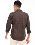 Full Sleeve Slim Fit Brown Check Shirt