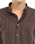 Full Sleeve Slim Fit Brown Check Shirt