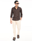 Full Sleeve Slim Fit Brown Check Shirt