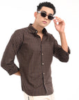 Full Sleeve Slim Fit Brown Check Shirt